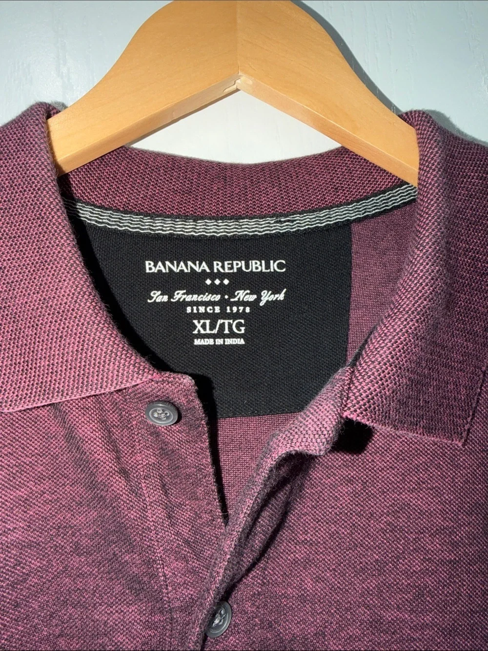 Banana Republic Men's Heathered Burgundy Polo size XLarge preppy business Casual